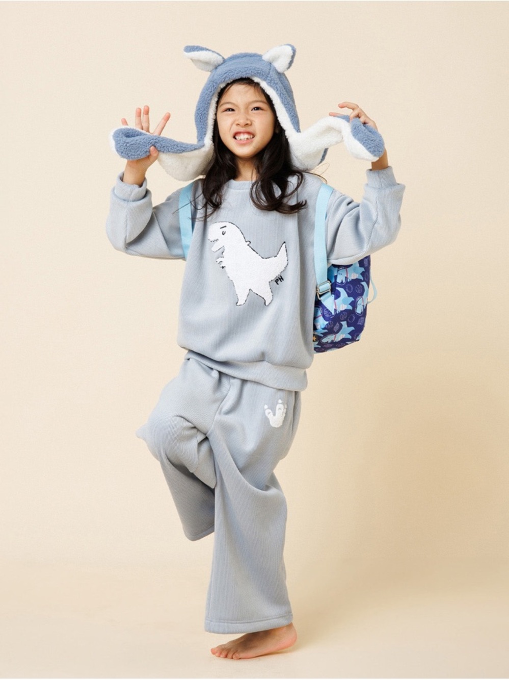 Kids Light Blue Cozy Dinosaur Loungewear Set